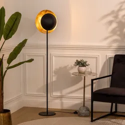 Piantana 145h cm in metallo nero e oro