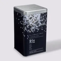 Contenitore per riso in metallo nero con disegno in rilievo - Savory