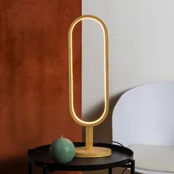 Lampada da tavolo 56h cm ovale in bambù naturale