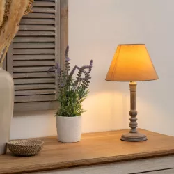 Lampada da tavolo 36 h cm con paralume in cotone e struttura grigio anticato