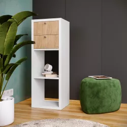 Libreria modulare 39x108h cm bianco con 2 cassetti rovere - Tactik