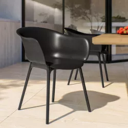 Sedia da giardino in polipropilene nero e gambe nere - Celine