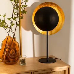 Lampada da tavolo 58h cm in metallo oro e nero opaco