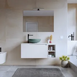 Mobile bagno sospeso 100 cm bianco opaco con top e  specchio - Koda Pop