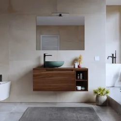 Mobile bagno sospeso 100 cm rovere deciso con top e  specchio - Koda Pop