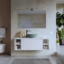 Mobile bagno sospeso 120 cm bianco opaco con top e specchio - Koda Pop