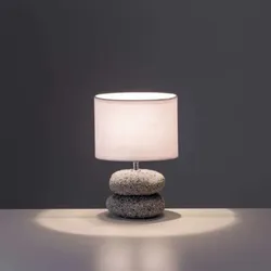 Lampada da tavolo 24h cm in ceramica effetto pietra grigio e nero - Pierre