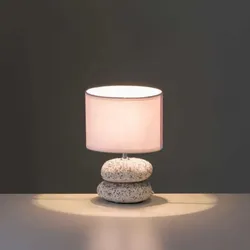 Lampada da tavolo 24h cm in ceramica effetto pietra bianco e grigio - Pierre