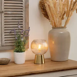 Lampada da tavolo 20h cm in metallo oro satinato e vetro - Amilia