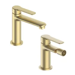 Set miscelatore lavabo e bidet oro spazzolato – Tila