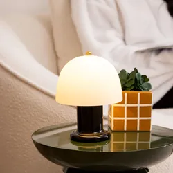 Lampada da tavolo 21h cm LED in vetro e acciaio nero - Solana