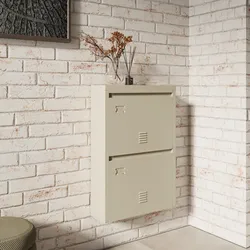 Scarpiera sospesa 50x73h cm in acciaio verniciato crema con 2 ante a ribalta - Easton