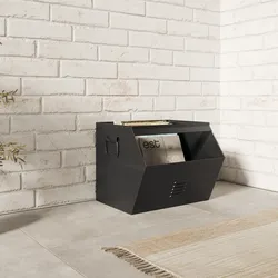Contenitore impilabile 36x30h cm in metallo nero opaco - Easton
