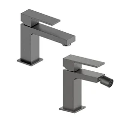 Set miscelatore lavabo e bidet nero spazzolato – Tiamat