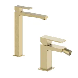 Set miscelatore lavabo alto e bidet oro spazzolato – Tiamat