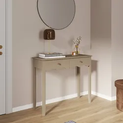 Consolle 90x33 cm in legno tortora con 2 cassetti - Jasi