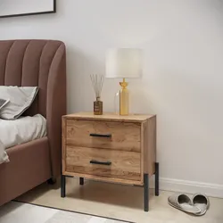 Comodino 50x50h cm legno di acacia con 2 cassetti - Basuki