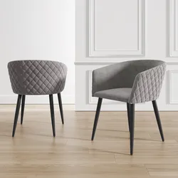 Set 2 poltrone in velluto grigio struttura in metallo nero - Jannet