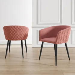 Set 2 poltrone in velluto rosa antico struttura in metallo nero - Jannet