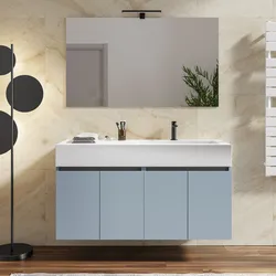 Mobile bagno sospeso 120 cm carta da zucchero con lavabo dx e specchio - Cuki