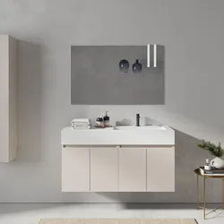 Mobile bagno sospeso 120 cm cashmere con lavabo dx e specchio - Cuki