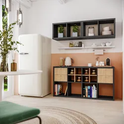 Mobile multiuso cucina 143 cm modulare e reversibile antracite con accessori rovere - Tactik