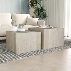Set 2 tavolini quadrati 58x40h cm e 50x35h cm effetto travertino - Hunt