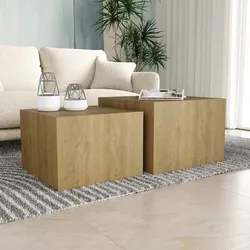 Set 2 tavolini quadrati 58x40h cm e 50x35h cm effetto rovere - Hunt