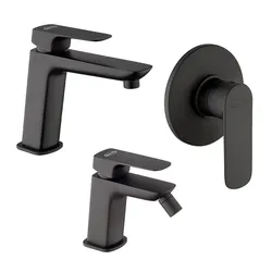 Set miscelatori lavabo e bidet con incasso doccia nero opaco - Jacuzzi - Rubinetteria X9