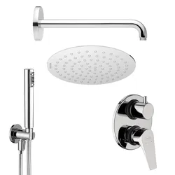 Set doccia con braccio soffione doccetta e miscelatore con deviatore cromo - Jacuzzi - Rubinetteria Eazy