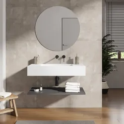 Lavabo 90 cm bianco opaco con mensola inferiore antracite malta - Agua