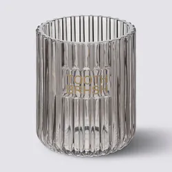 Portaspazzolini d'appoggio in vetro rigato trasparente - Glazy