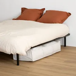 Contenitore salvaspazio 100x45 cm beige per sottoletto o armadio - Anya