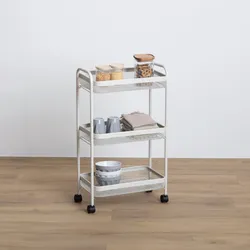 Carrello salvaspazio con ruote a 3 ripiani 46x26x79h cm in metallo argilla