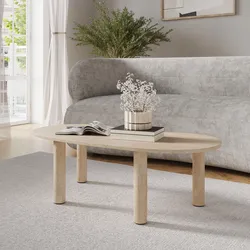 Tavolino 110x53 cm top in legno effetto travertino - Tlidon