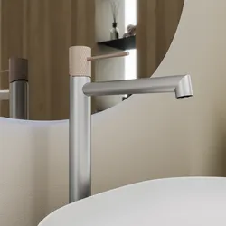 Miscelatore lavabo alto grigio opaco e champagne - Crystal