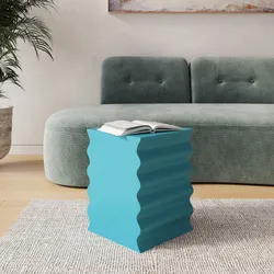 Tavolino 30x30 cm turchese con design ondulato - Frodo