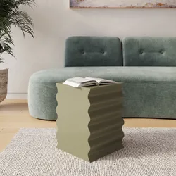 Tavolino 30x30 cm verde oliva con design ondulato - Frodo