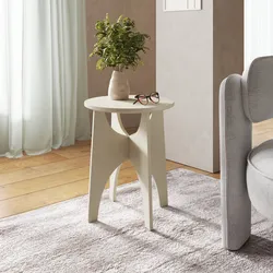 Tavolino rotondo 40 cm beige con design curvo - Toby