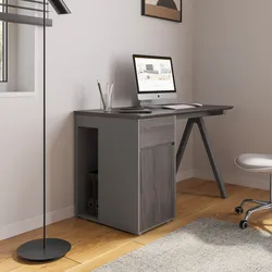 Scrivania 120x60 cm rovere grigio e grigio scuro con 1 cassetto e 1 anta - Neith
