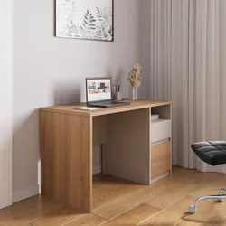 Scrivania 120x60 cm rovere chiaro e beige con 1 cassetto e 1 anta - Rayla