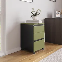 Cassettiera 40x64h cm verde e antracite con 3 cassetti e ruote - Larah
