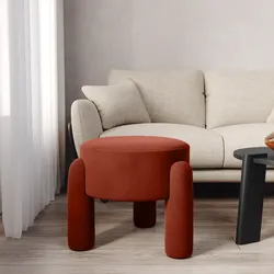Pouf imbottito 48 cm in tessuto pile ruggine - Zacar