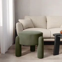 Pouf imbottito 48 cm in tessuto pile verde militare - Zacar