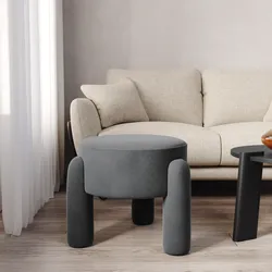 Pouf imbottito 48 cm in tessuto pile grigio scuro - Zacar