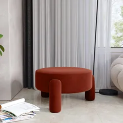 Pouf imbottito 65 cm in tessuto pile ruggine - Zacar