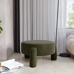 Pouf imbottito 65 cm in tessuto pile verde militare - Zacar