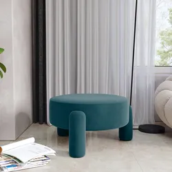 Pouf imbottito 65 cm in tessuto pile blu pavone - Zacar