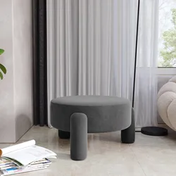 Pouf imbottito 65 cm in tessuto pile grigio scuro - Zacar
