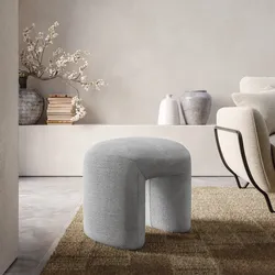 Pouf 47x42 cm in tessuto effetto maglia grigio ghiaccio - Ticus